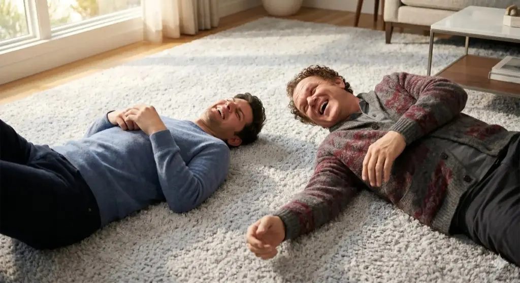 Two customers relaxing on freshly cleaned carpet